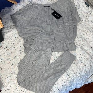 PrettyLittleThing Waffle Knit 2 pc set L